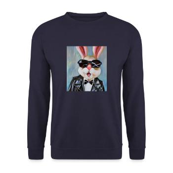 Stylischer Hase - Unisex Pullover - Navy - Vorne - Alina (178cm) & Michal (187cm)