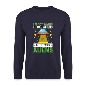Drôle de jambe amputée OVNI Alien jambe pied amputation - Sweat-shirt Unisexe - marine - Devant - Alina (178cm) & Michal (187cm)