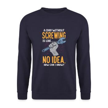Funny Car Tuning A Day Without Screwing Car - Unisex Pullover - Navy - Vorne - Alina (178cm) & Michal (187cm)