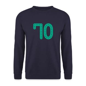 70 YEARS. 70th ANNIVERSARY. ANNIVERSARY 70 YEARS. 70 - Unisex Sweatshirt - navy - Front - Alina (178cm) & Michal (187cm)