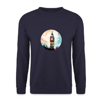 Big Ben London England - Unisex Sweatshirt - navy - Front - Alina (178cm) & Michal (187cm)
