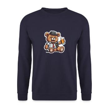 Celebrating teddy bear in style - Unisex Sweatshirt - navy - Front - Alina (178cm) & Michal (187cm)