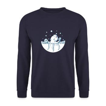 The bathing octopuses - Unisex Sweatshirt - navy - Front - Alina (178cm) & Michal (187cm)