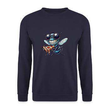 Fliege Pizza Liebhaber Fast Food Cool - Unisex Pullover - Navy - Vorne - Alina (178cm) & Michal (187cm)