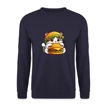 Chapeau fantaisiste Cat Cat Cheeseburger Fast Food - Sweat-shirt Unisexe - marine - Devant - Alina (178cm) & Michal (187cm)