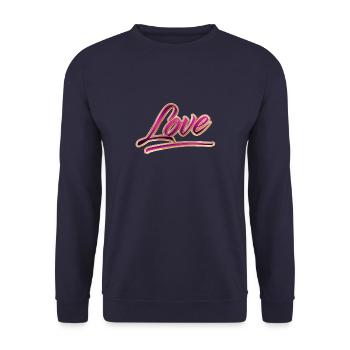 "Love" Purple - Unisex Pullover - Navy - Vorne - Alina (178cm) & Michal (187cm)