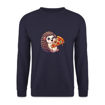 Funny Hedgehog Pizza Pizza Lovers Pizza Fans - Unisex Sweatshirt - navy - Front - Alina (178cm) & Michal (187cm)