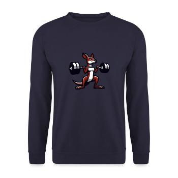 Känguruh Barbell Hantel Gym Fitness Workout - Unisex Pullover - Navy - Vorne - Alina (178cm) & Michal (187cm)