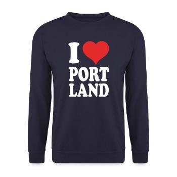 I Love Portland - Unisex Pullover - Navy - Vorne - Alina (178cm) & Michal (187cm)