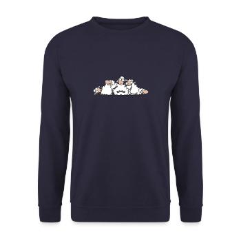 schlafende Schafe - Unisex Pullover - Navy - Vorne - Alina (178cm) & Michal (187cm)