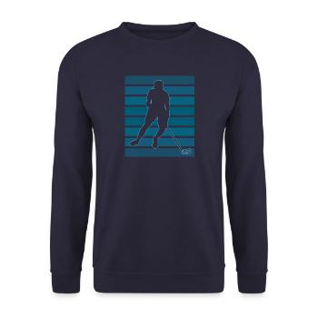 Floorball Player Floorball Floorball Player - Unisex Sweatshirt - navy - Front - Alina (178cm) & Michal (187cm)