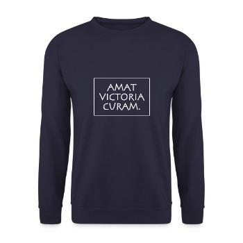 Amat victoria curam - Unisex Pullover - Navy - Vorne - Alina (178cm) & Michal (187cm)
