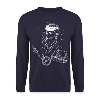 captain - Unisex Sweatshirt - navy - Front - Alina (178cm) & Michal (187cm)