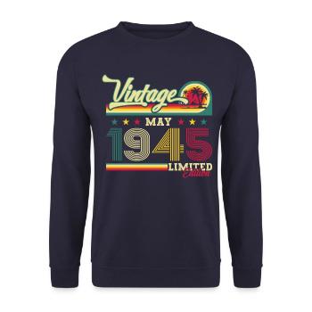 Original June 1945 Vintage 1945 Birthday 1945 - Unisex Sweatshirt - navy - Front - Alina (178cm) & Michal (187cm)