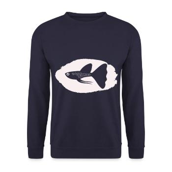 Fish Aquarium Marine Animal Climate Environmental Protection - Unisex Sweatshirt - navy - Front - Alina (178cm) & Michal (187cm)