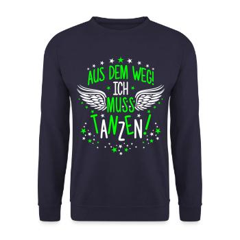 Aus dem Weg ich muss tanzen Dancing Party Wings - Unisex Pullover - Navy - Vorne - Alina (178cm) & Michal (187cm)