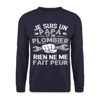 Papa plombier cadeau plomberie fête des pères - Sweat-shirt Unisexe - marine - Devant - Alina (178cm) & Michal (187cm)
