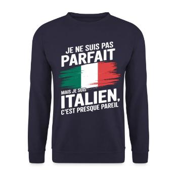 Je Ne Suis Pas Parfait Mais Italien Humour Cadeau - Sweat-shirt Unisexe - marine - Devant - Alina (178cm) & Michal (187cm)