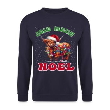 Joie Meuh Noël Cadeau Humoristique Vache Noël - Sweat-shirt Unisexe - marine - Devant - Alina (178cm) & Michal (187cm)
