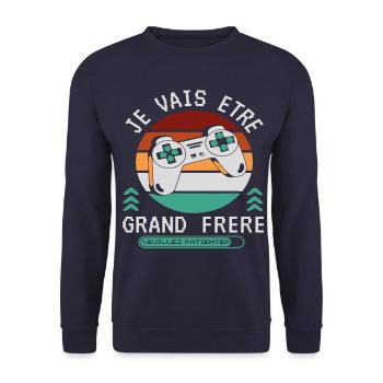 Futur Grand Frère Annonce Naissance Geek Gamer - Sweat-shirt Unisexe - marine - Devant - Alina (178cm) & Michal (187cm)