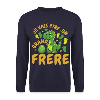 Futur Grand Frère Annonce Naissance Dinosaure - Sweat-shirt Unisexe - marine - Devant - Alina (178cm) & Michal (187cm)