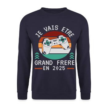 Grand Frère 2025 Annonce Naissance Geek Gamer - Sweat-shirt Unisexe - marine - Devant - Alina (178cm) & Michal (187cm)