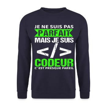 Humour Geek Cadeau Développeur Codeur Programmeur - Sweat-shirt Unisexe - marine - Devant - Alina (178cm) & Michal (187cm)