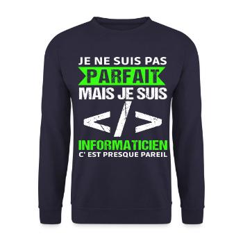 Humour Geek Cadeau Informaticien Programmeur - Sweat-shirt Unisexe - marine - Devant - Alina (178cm) & Michal (187cm)