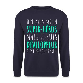 Humour Geek Cadeau Développeur Codeur Programmeur - Sweat-shirt Unisexe - marine - Devant - Alina (178cm) & Michal (187cm)