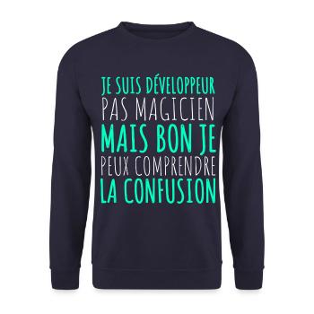 Humour Geek Cadeau Développeur Codeur Programmeur - Sweat-shirt Unisexe - marine - Devant - Alina (178cm) & Michal (187cm)