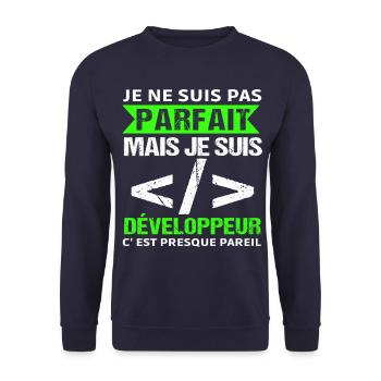 Humour Geek Cadeau Développeur Codeur Programmeur - Sweat-shirt Unisexe - marine - Devant - Alina (178cm) & Michal (187cm)