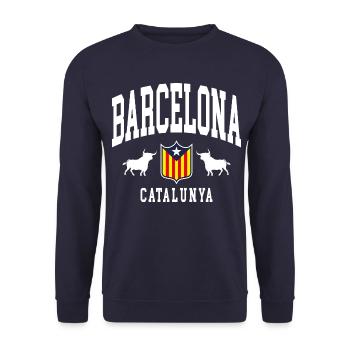 Barcelona - Unisex Pullover - Navy - Vorne - Alina (178cm) & Michal (187cm)