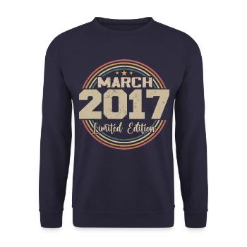 Awesome Since March 2017 Birthday 2017 Gift - Unisex Sweatshirt - navy - Front - Alina (178cm) & Michal (187cm)