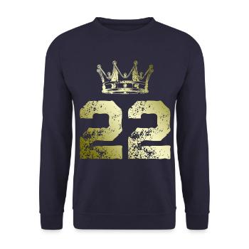 22 Number crown - Unisex Sweatshirt - navy - Front - Alina (178cm) & Michal (187cm)