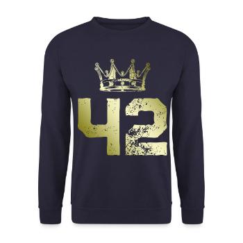 42 Number crown - Unisex Sweatshirt - navy - Front - Alina (178cm) & Michal (187cm)