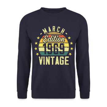 Vintage mars 1969 vintage cadeau anniversaire 1969 - Sweat-shirt Unisexe - marine - Devant - Alina (178cm) & Michal (187cm)