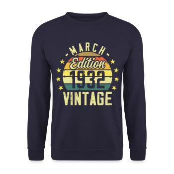Vintage mars 1932 vintage cadeau anniversaire 1932 - Sweat-shirt Unisexe - marine - Devant - Alina (178cm) & Michal (187cm)