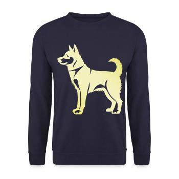 Husky Hund Silhouette - Unisex Pullover - Navy - Vorne - Alina (178cm) & Michal (187cm)