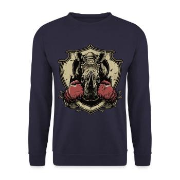 Nashorn Boxer MMA Logo - Unisex Pullover - Navy - Vorne - Alina (178cm) & Michal (187cm)