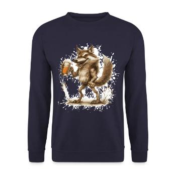 Wolf Beer Funny - Unisex Sweatshirt - navy - Front - Alina (178cm) & Michal (187cm)