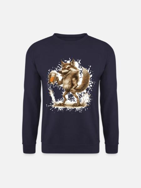 Wolf Beer Funny - Unisex Sweatshirt - navy