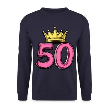 50 Number Crown - Unisex Sweatshirt - navy - Front - Alina (178cm) & Michal (187cm)