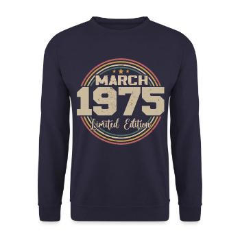 Awesome seit März 1934 Geburtstag 1934 Geschenk - Unisex Pullover - Navy - Vorne - Alina (178cm) & Michal (187cm)