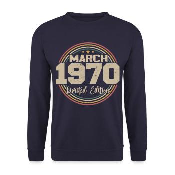 Awesome seit März 1934 Geburtstag 1934 Geschenk - Unisex Pullover - Navy - Vorne - Alina (178cm) & Michal (187cm)