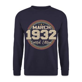 Awesome Since March 1932 Birthday 1932 Gift - Unisex Sweatshirt - navy - Front - Alina (178cm) & Michal (187cm)