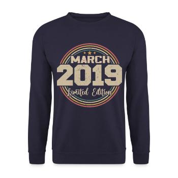 Awesome Since March 2019 Birthday 2019 Gift - Unisex Sweatshirt - navy - Front - Alina (178cm) & Michal (187cm)