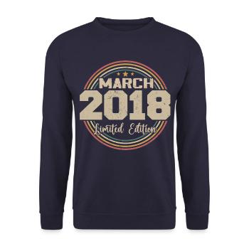 Awesome Since March 2018 Birthday 2018 Gift - Unisex Sweatshirt - navy - Front - Alina (178cm) & Michal (187cm)