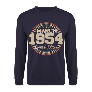 Awesome seit März 1954 Geburtstag 1954 Geschenk - Unisex Pullover - Navy - Vorne - Alina (178cm) & Michal (187cm)