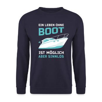 Motorboot Bootfahren Leben ohne Boot Geschenk - Unisex Pullover - Navy - Vorne - Alina (178cm) & Michal (187cm)