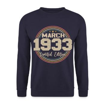 Génial Depuis Mars 1933 Anniversaire 1933 Cadeau - Sweat-shirt Unisexe - marine - Devant - Alina (178cm) & Michal (187cm)